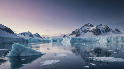 lake and mountains in winter