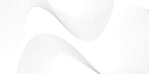 Fototapeta premium White wave curve lines banner background design. Abstract soft wave lines dynamic flowing gray light isolated background. Vector Illustration of the gray pattern of lines. Black stripes on white 
