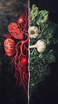 Artistic Representation of Human Organs with Red Vegetables