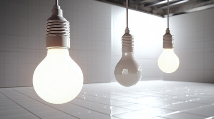 Lampadine sospese, eleganza e innovazione. Un concept che unisce design minimalista e illuminazione calda in un ambiente sofisticato e moderno.