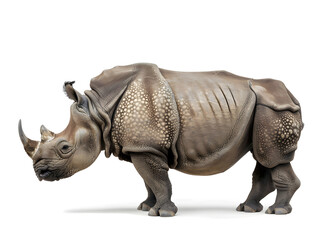 Obraz premium javan rhinoceros standing isolated on white background