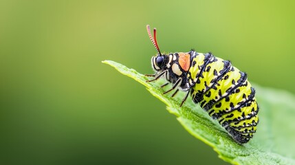 A caterpillar graduate emerges from a chrysalis to join butterfly alumni, symbolizing personal growth, transformation, and the journey of education