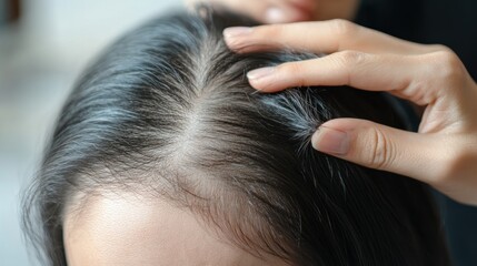 Naklejka premium Closeup of Gray Hair on a Person's Head