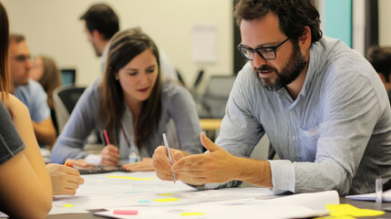 A directive leader giving clear instructions to team members during a project planning session