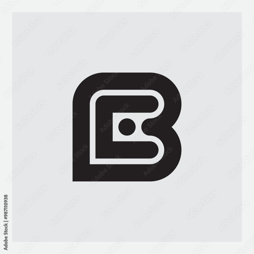 Poster bc - monogram or logo with dot. vector design element or icon. b and c - initials or logotype.
