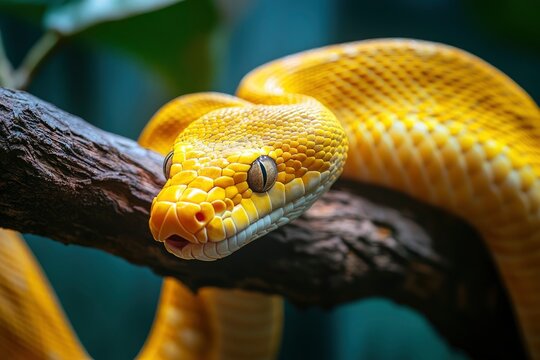 yellow brown snake on a branch , ai