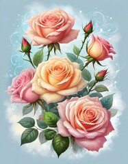 Pattern with roses, background