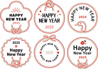 Obraz premium 年賀状文字デザイン 2025年 巳年 アイコン フレーム