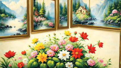 Paintings of flowers and plants