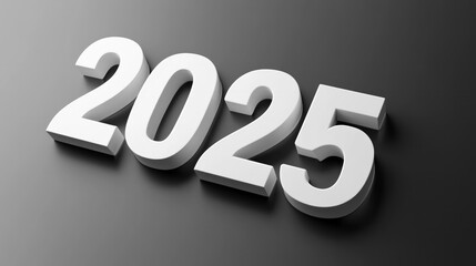 3D white numbers "2025", AI Generative