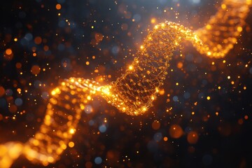 Abstract background with a double helix of DNA and digital connections, a vector illustration for medical or science themes