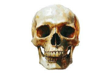 Obraz premium Detailed illustration of a human skull, white isolated background.