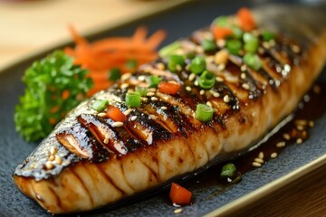 teriyaki grilled mackerel fish steak , ai