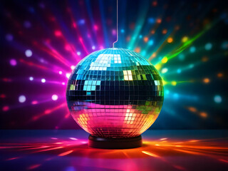 Obraz premium disco ball with lights,Ai generated 