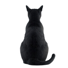 Black Cat character 3D generate back view isolate on transparent background