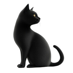 Black Cat character 3D generate side view isolate on transparent background