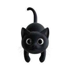 Black Cat character 3D generate top view isolate on transparent background