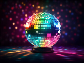 Obraz premium Vibrant LED Disco Ball with Colorful Reflections