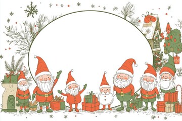 Cheerful Christmas Elves And Santa