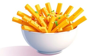 Cheese Fries in a White Bowl	
