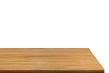 Side view of empty wooden table isolated PNG transparent.