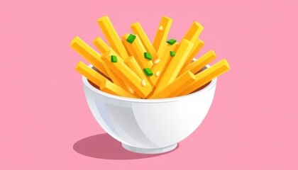 Cheese Fries in a White Bowl	
