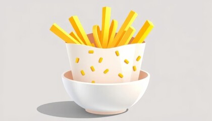 Cheese Fries in a White Bowl	
