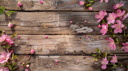 The Flowers on Wooden Surface