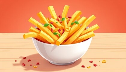 Cheese Fries in a White Bowl	
