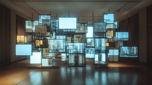 A rectangle composed of multiple showcases, AI Generative