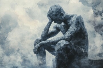 Lost in the Background - Watercolor Style Illustration of Overwhelmed Figure with Subtle Shading