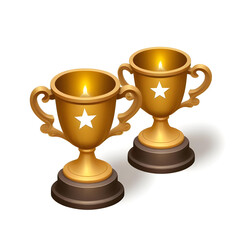 3D trophy cups with stars icon illustration