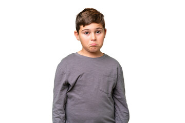 Fototapeta premium Little caucasian kid over isolated chroma key background with sad expression