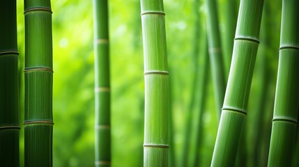 Fototapeta premium Relaxing lush green bamboo grove background.