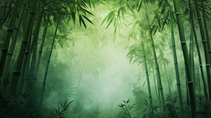 Relaxing lush green bamboo grove background.