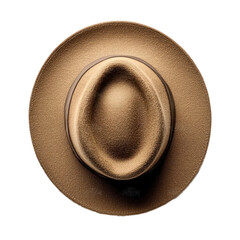 Fedora hat top view isolate on transparent background