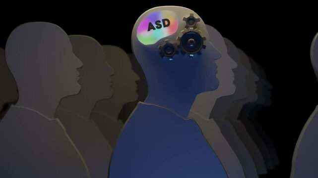 ASD - Autism Spectrum Disorder - complex neurodevelopmental condition that affects how a person interacts with others

3D render animation