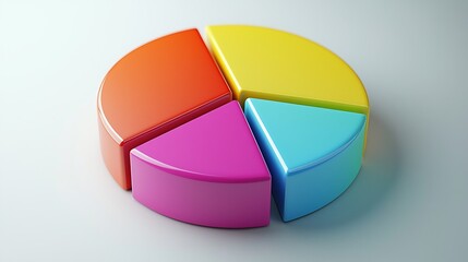 Obraz premium A colorful 3D pie chart graphic offers a clear and dynamic representation of data.