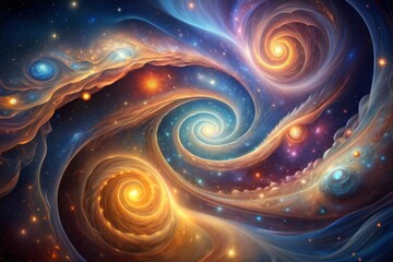 Obraz premium Vibrant cosmic nebula with spirals and stars