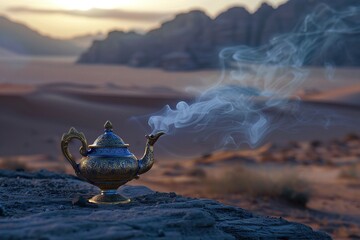 ai generative genie lamp in the desert