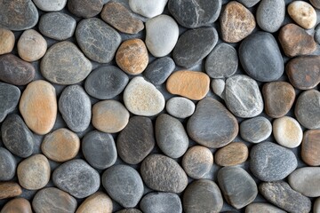 Smooth pebble texture in shades of gray and brown, arranged in a pattern