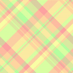 Tracery seamless texture fabric, gift paper plaid check vector. Website background pattern tartan textile in lime and orange colors.