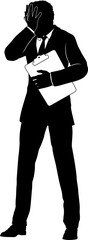 Business People Man With Clipboard Silhouette