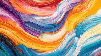 Obraz premium Abstract multicolor gradient brushstrokes with wavy and curly paint strokes, vibrant and modern
