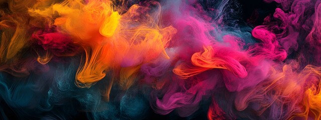 Fototapeta premium Colorful ink clouds swirling together in an explosion of color