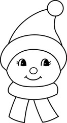 Retro snowman head outline vector
vintage snowman face outline svg.
Retro snowman avatar with big eyes outline vector.