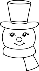 Retro snowman head outline vector
vintage snowman face outline svg.
Retro snowman avatar with big eyes outline vector.