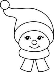 Retro snowman head outline vector
vintage snowman face outline svg.
Retro snowman avatar with big eyes outline vector.