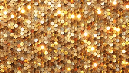 Luxurious Golden Sequin Texture with Bright Sparkles for Opulent Designs