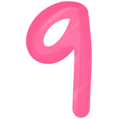 minimal number nine created with pastel water color